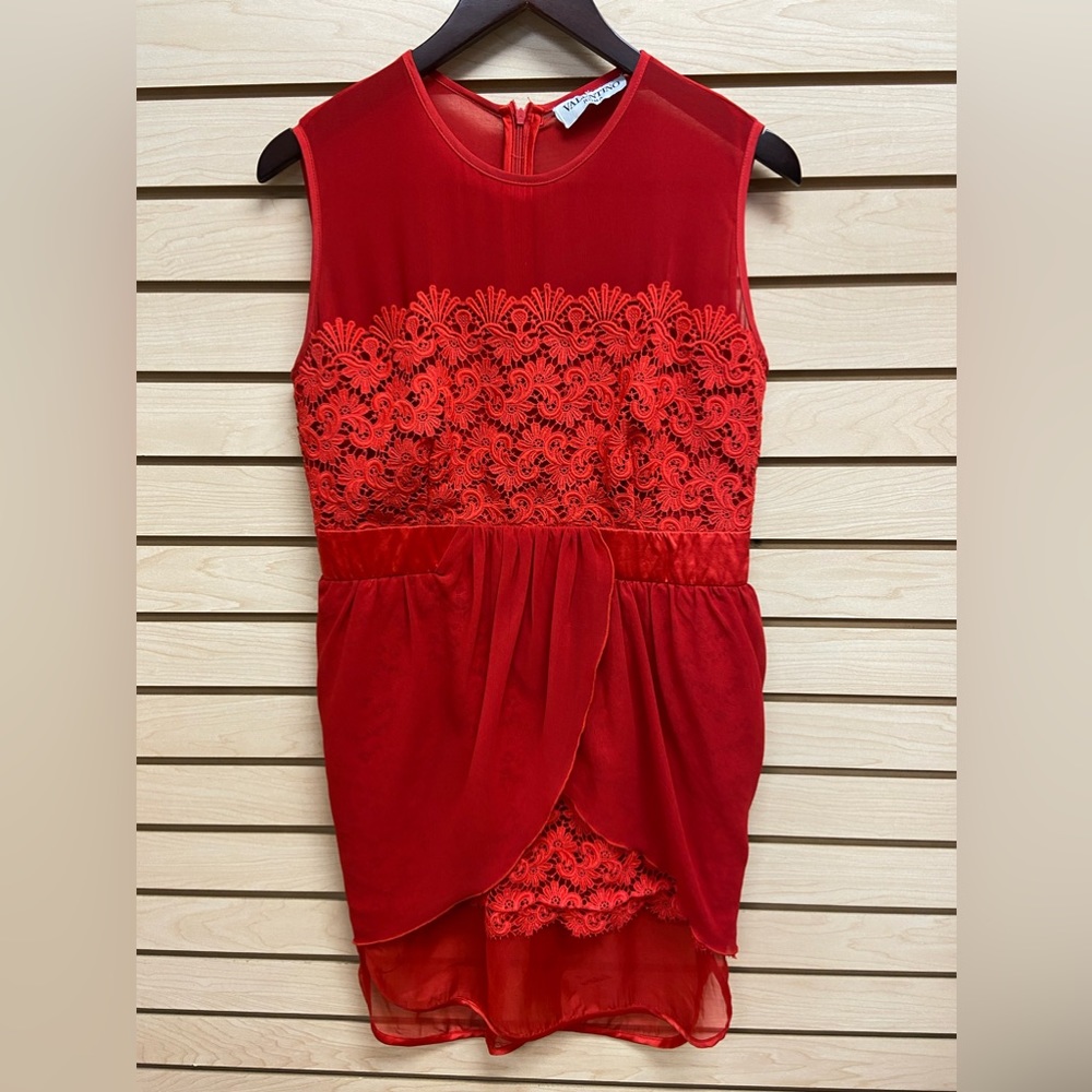 VALENTINO ROMA RICH FANCY LOOKING WOMEN RED DRESS SILK COTTON SIZE 8
